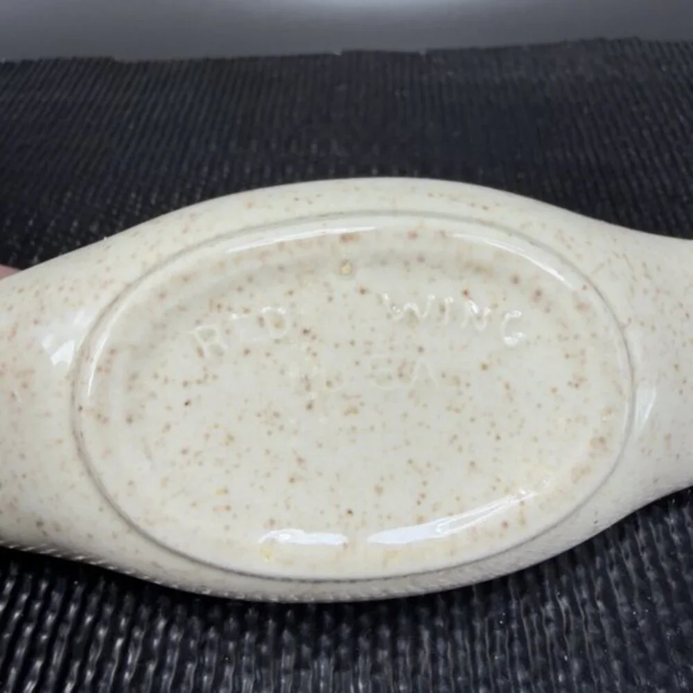 Red Wing Pottery Yellow Speckled Glaze Ashtray Long Dish Tray USA Marked 4.5inch